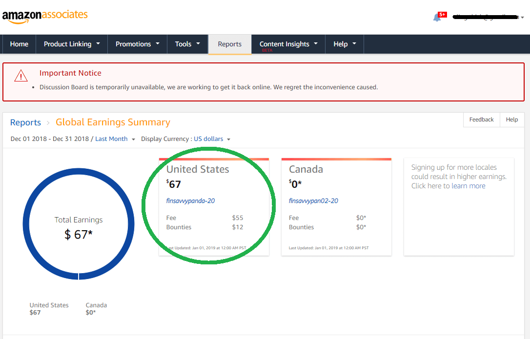 blog income report december - screenshot for finsavvypanda