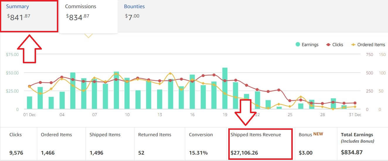 amazon affiliate earnings