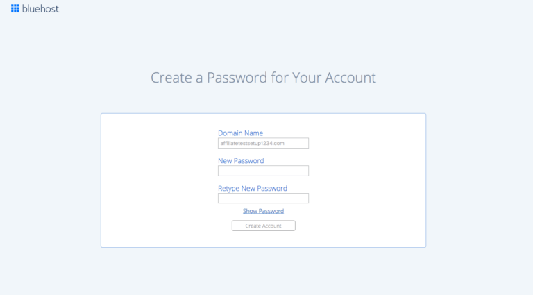 how to start a blog and make money bluehost create password