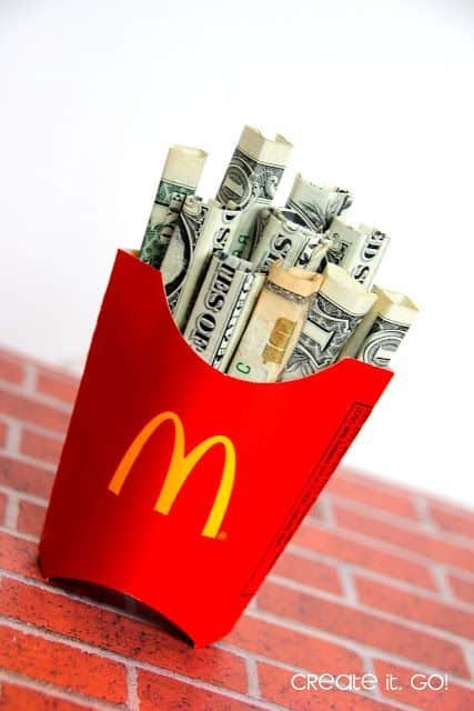 money gift idea mcdonalds fries