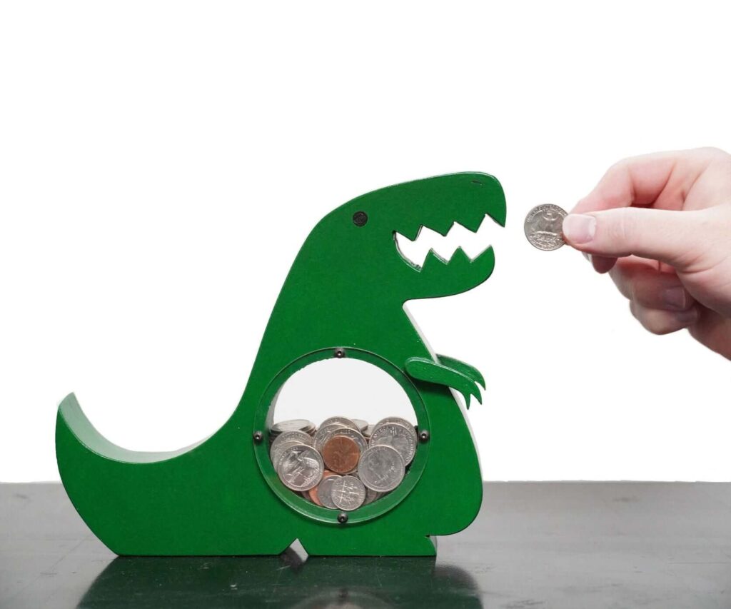 dinosaur piggy bank t rex diy