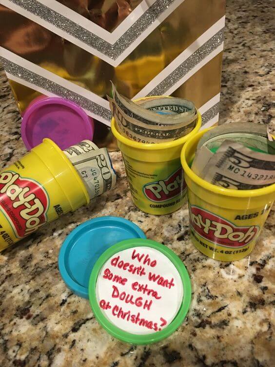 money inside play doh container box