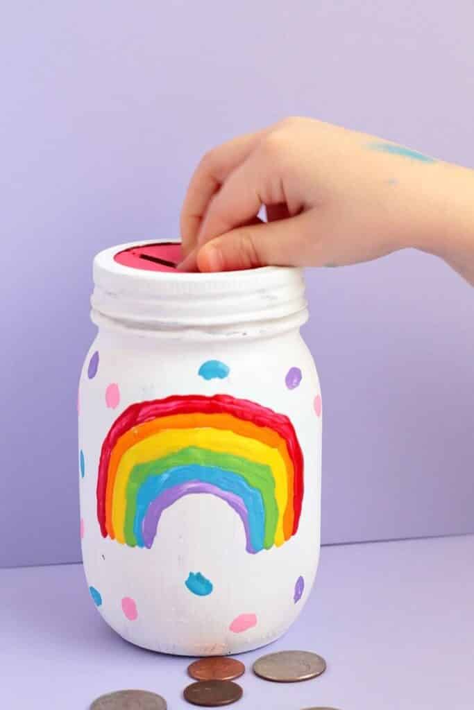 rainbow diy piggy bank craft