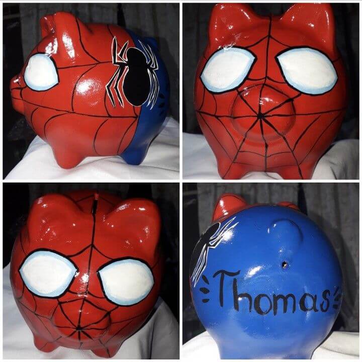painted spider man piggy bank