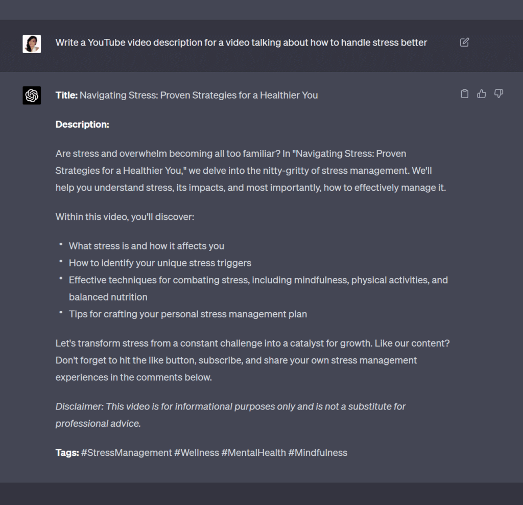 Chatgpt-prompt-youtube-video-description-result