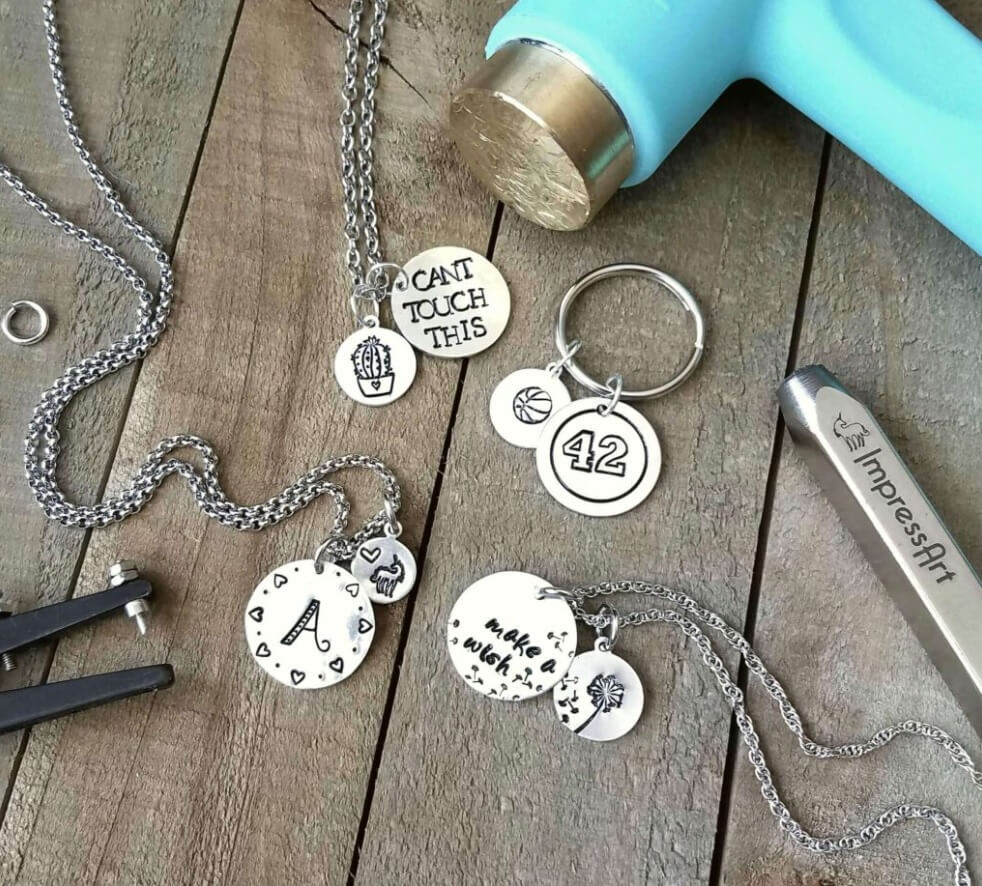 hand stamped metal jewelry to sell