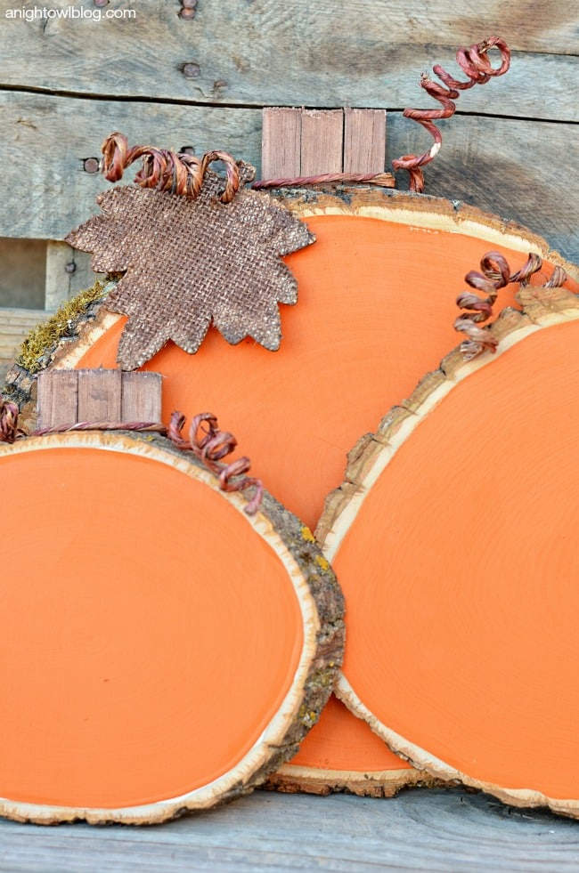 wood slice pumpkin crafts