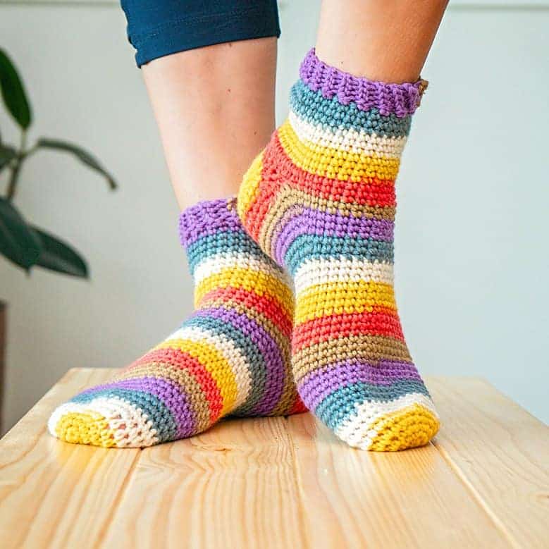 rainbow crochet socks