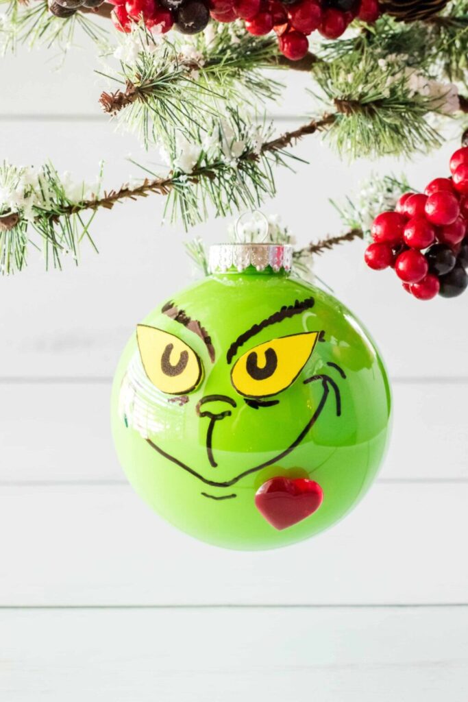 Cute Grinch-Themed Christmas Ornament